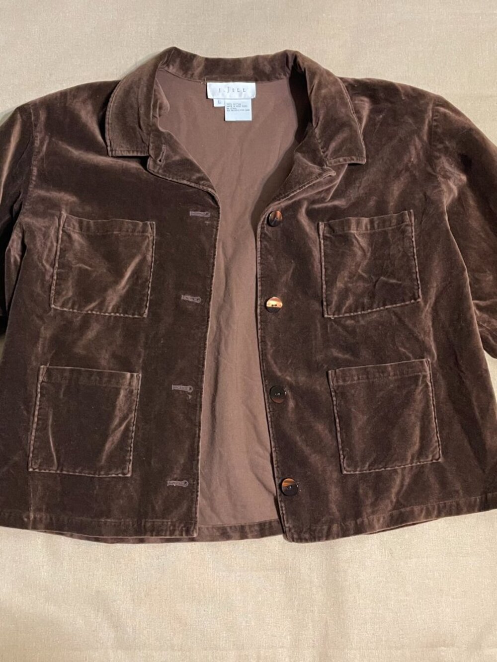 Vintage 1990s J. Jill Jacket Brown Velvet Size L Retro Coastal Cowgirl Layers - Picture 2 of 7
